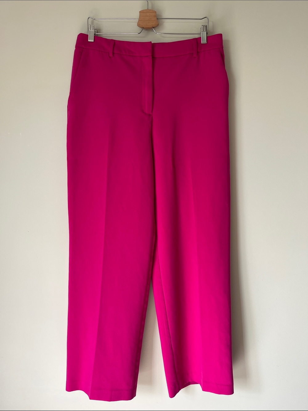 JOIE Pink Wide Straight Leg Trousers High Waisted Tailored Pants Size 12 - Picture 2 of 7
